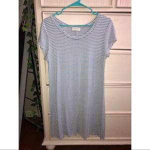 Blue and White Striped Dress